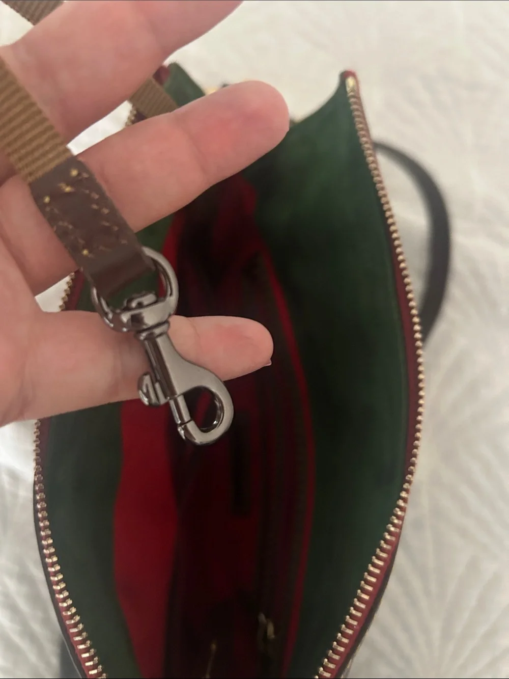 Dooney & Bourke Black Leather Satchel with Brown Trim and Gold Hardware
